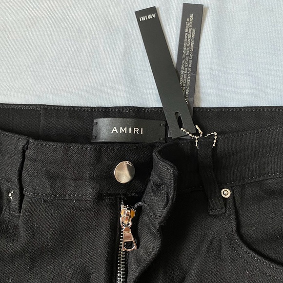 Amiri Embroidered Silver Lettering Skinny Jeans - Picture 4 of 8